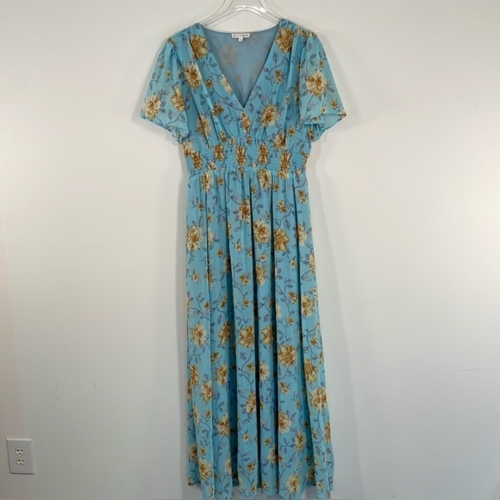 Baltic Born Birdie Blue Floral Maxi Dress Sz XL